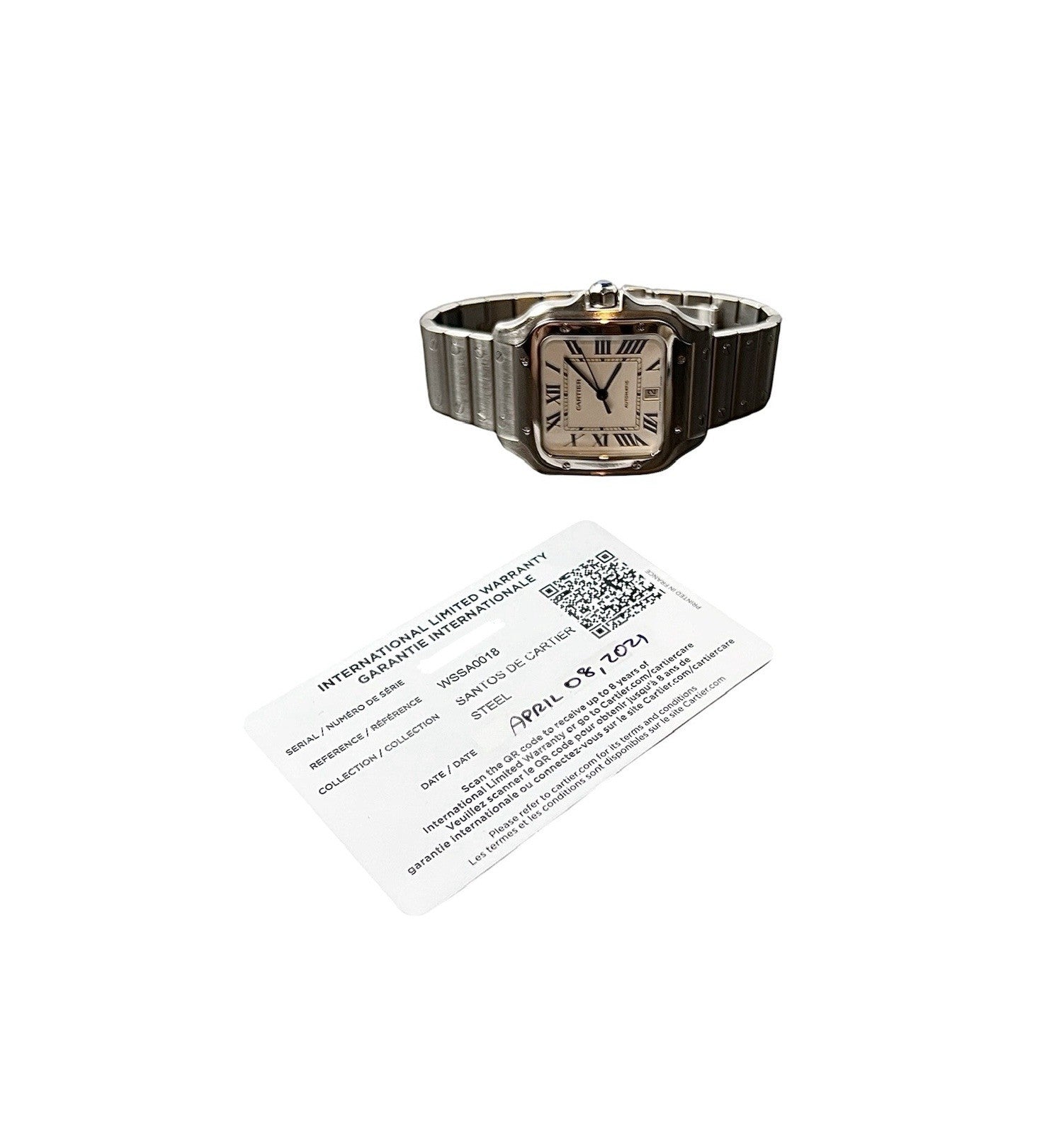 Cartier Santos Silver Color Dial Stainless Steel 39x47mm Automatic Mens WSSA0018