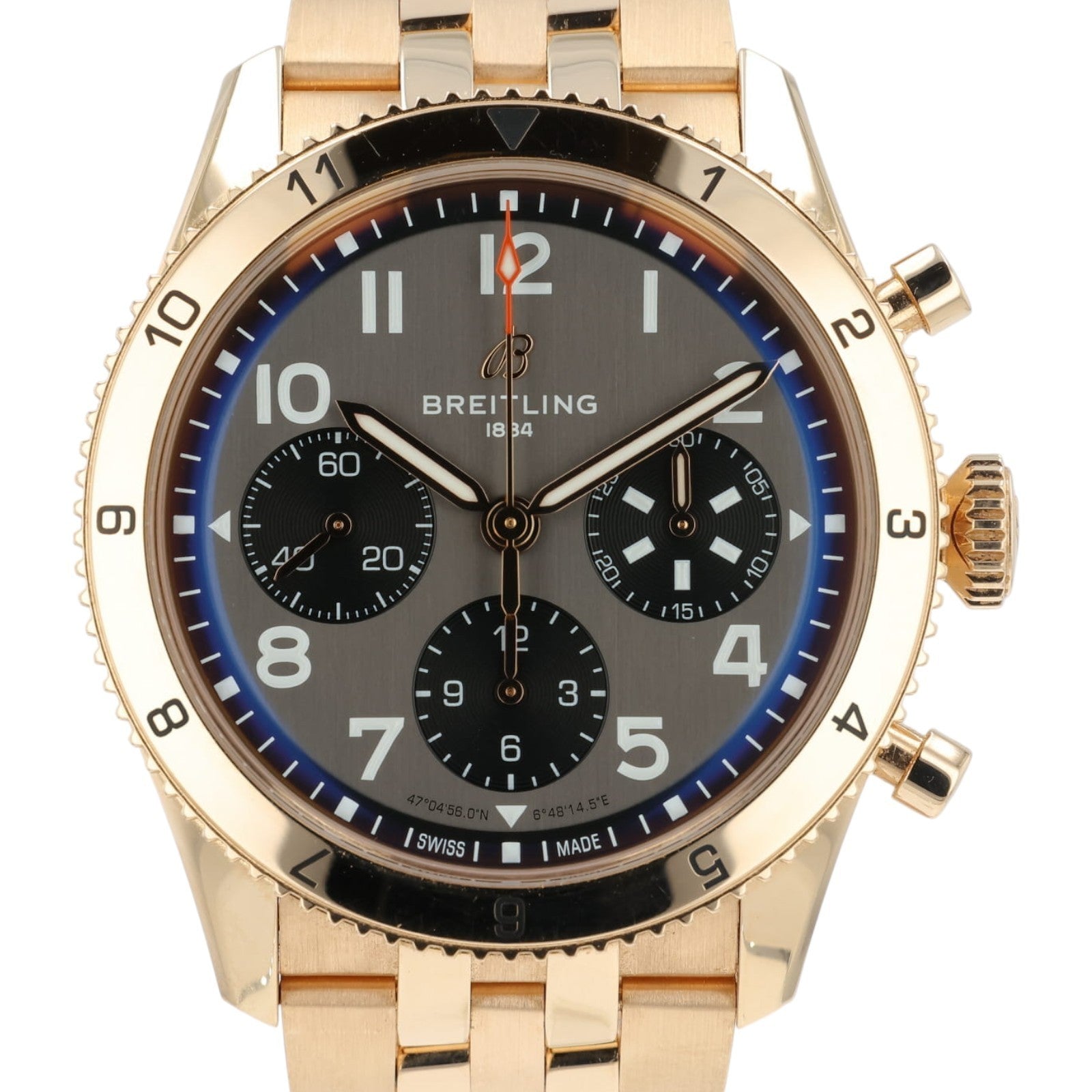 Breitling Classic Chronograph Gray Dial 18k Rose Gold 42mm Automatic Mens R23380