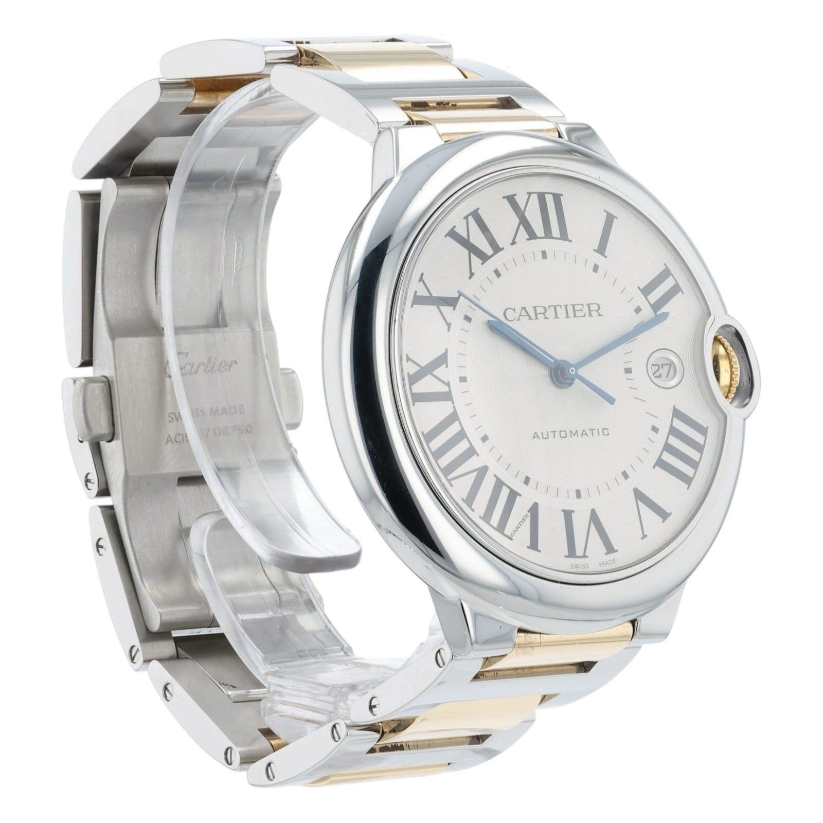 Cartier Ballon Bleu Silver Dial Gold & Steel 42mm Automatic Men’s Watch W69009Z3