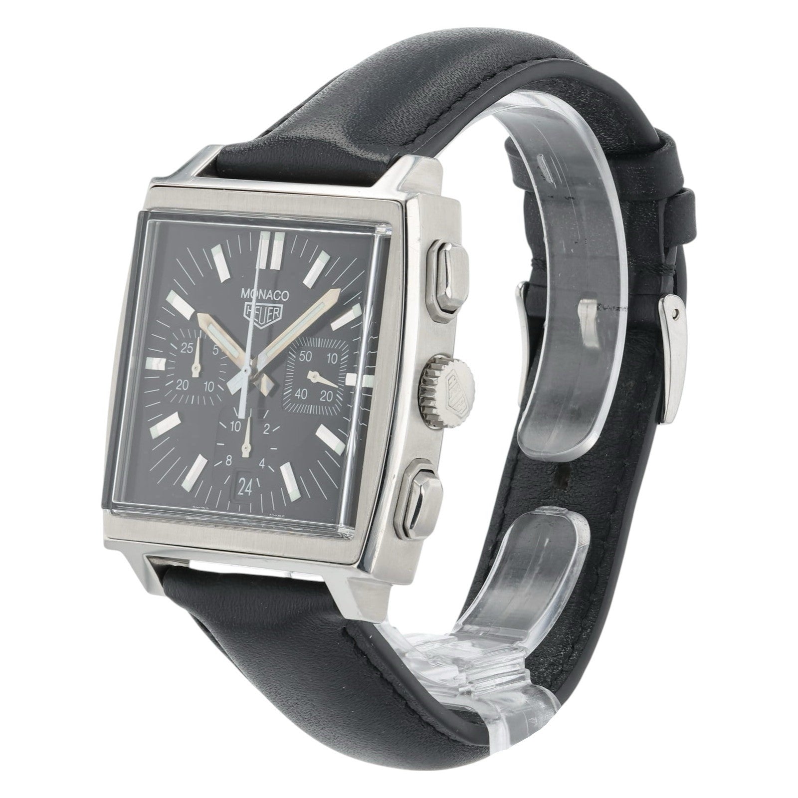 Tag Heuer Monaco Black Dial Stainless Steel 38mm Automatic Mens Watch CS2111