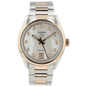 Tag Heuer Carrera MOP Dial 18k Rose Gold & Steel 36mm Automatic Womens WBN2351