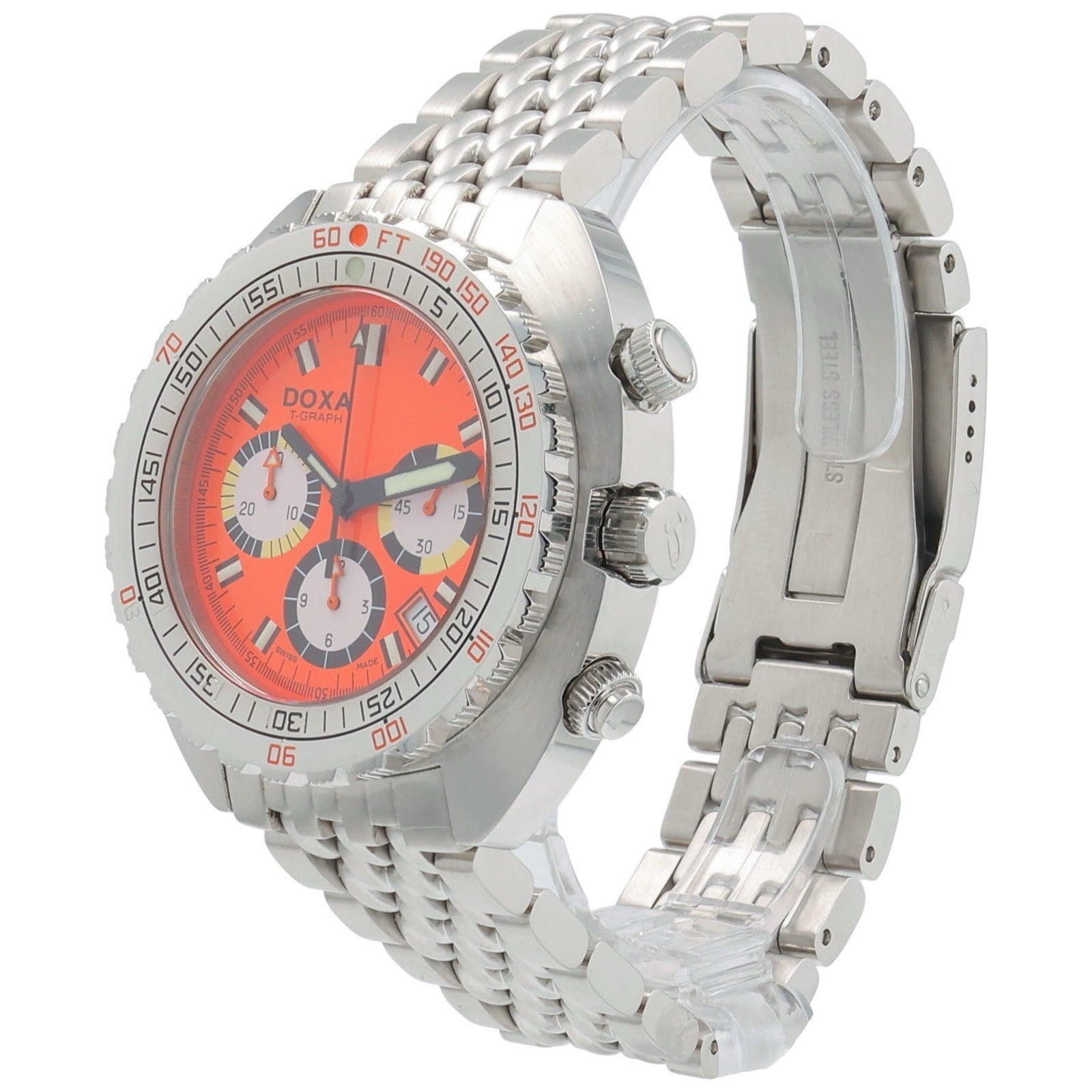 Doxa T-Graph Stainless Steel Orange Dial 43mm Automatic Mens Watch 805.10.351.10