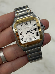 Cartier Santos Silver Dial Gold & Steel 39x47mm Automatic Mens Watch W2SA0009
