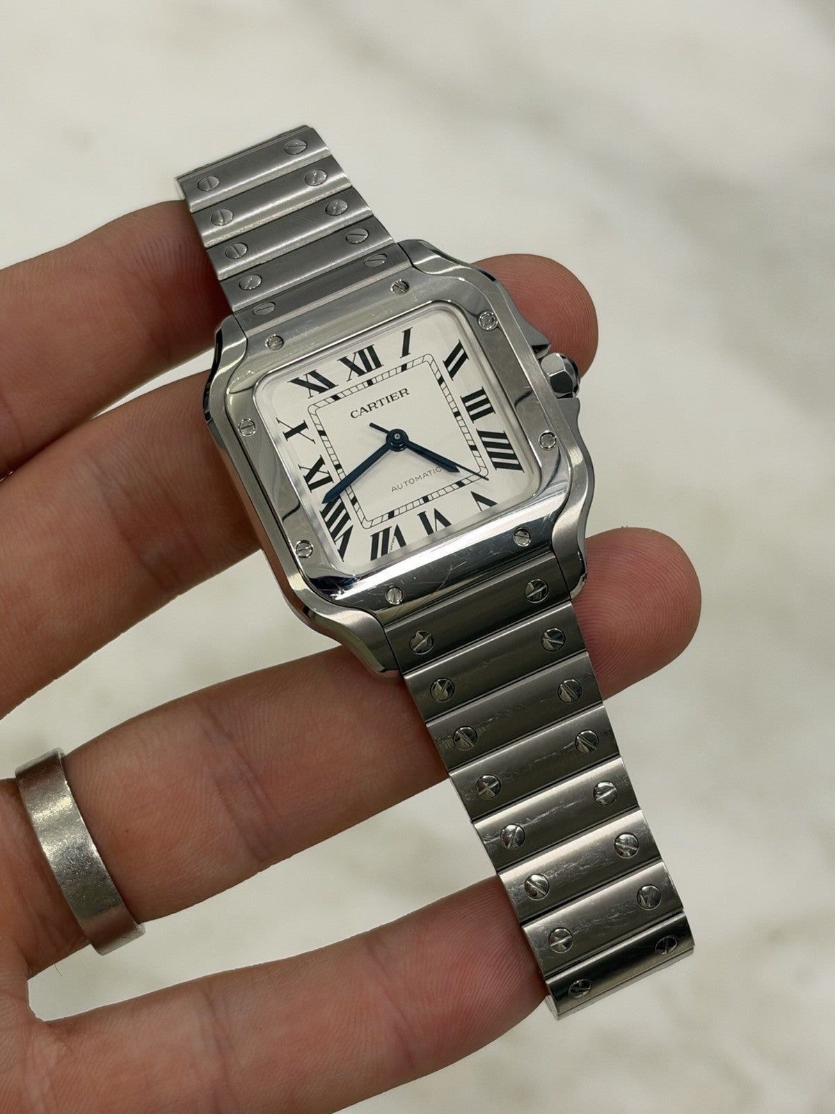 2025 Cartier Santos Automatic Stainless White Dial Midsize Watch 35mm WSSA0029