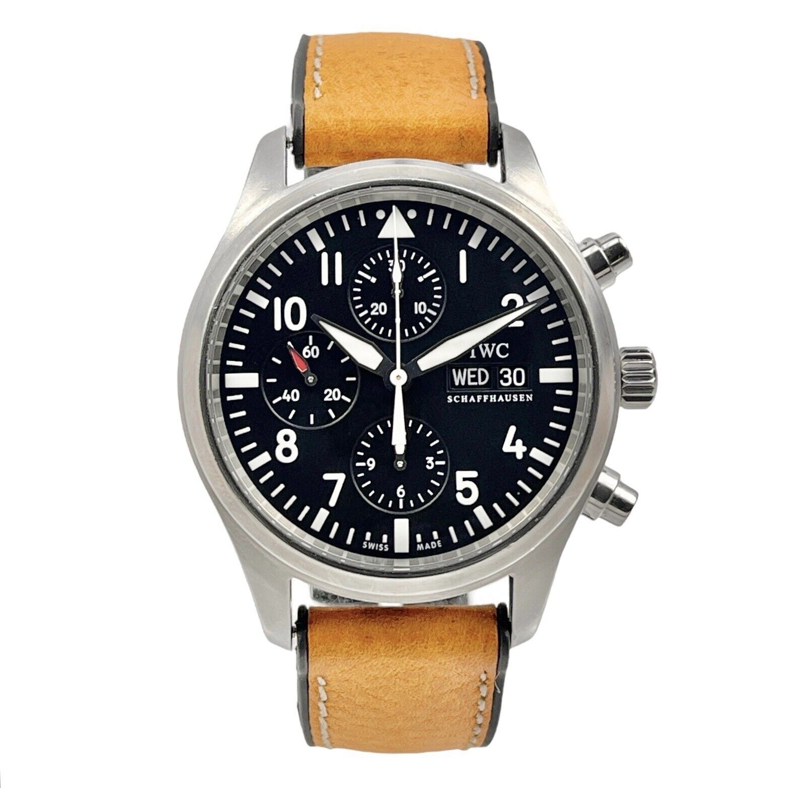 IWC Pilot Chronograph Stainless Steel Watch 42mm Automatic IW371701 Black Dial