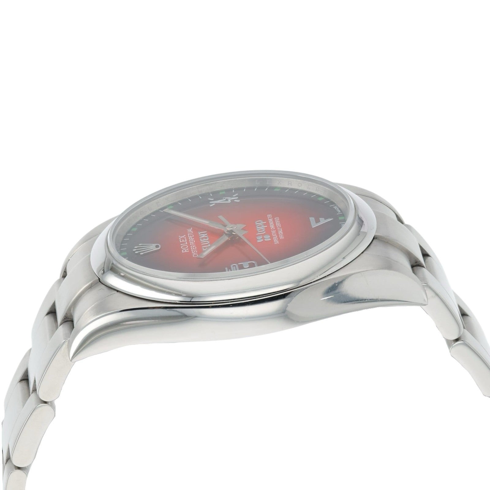 Rolex Oyster Perpetual Red Dial Stainless Steel 39mm Automatic Mens Watch 114300