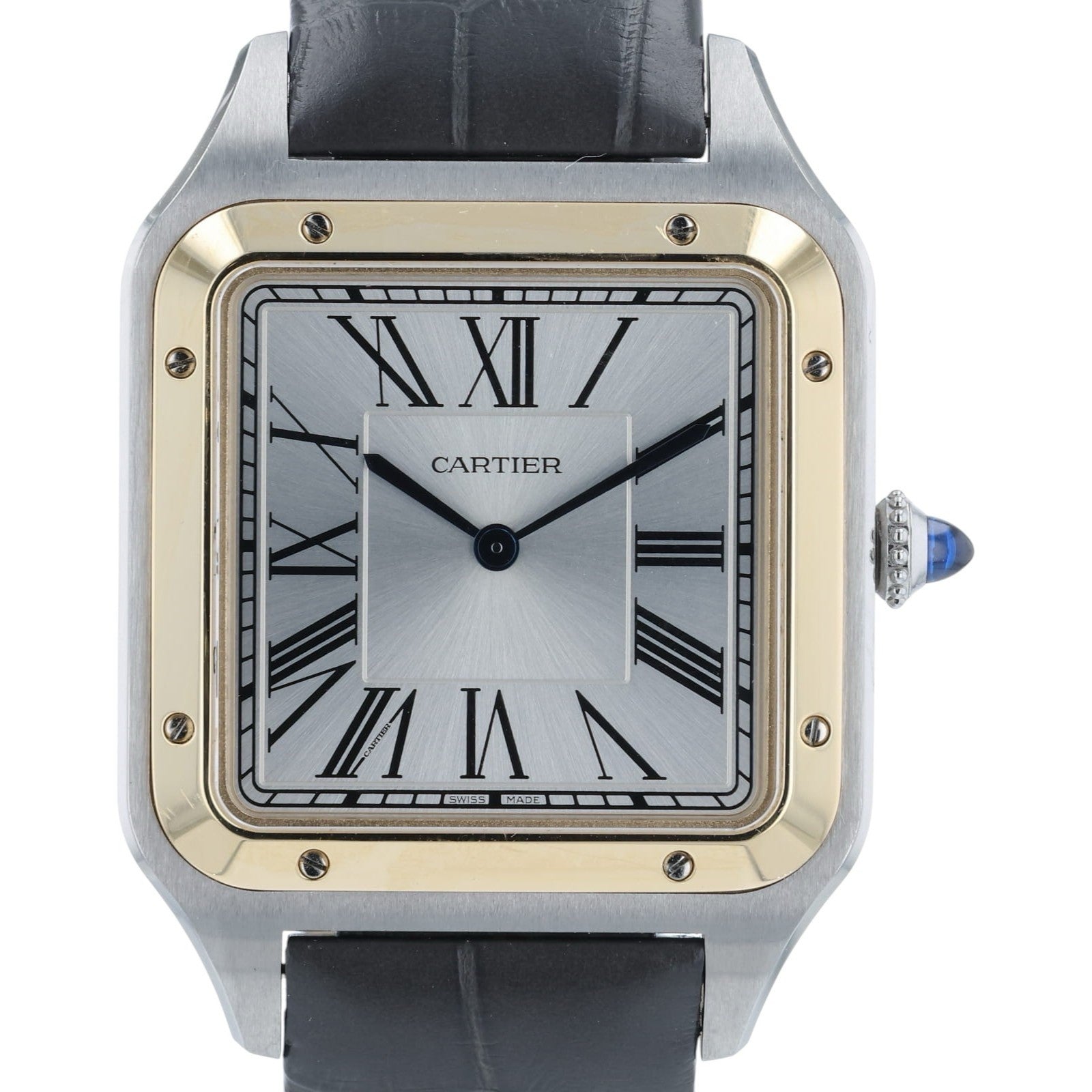 Cartier Santos Dumont Gold & Steel Silver Dial Manual Wind Men's Watch W2SA0034