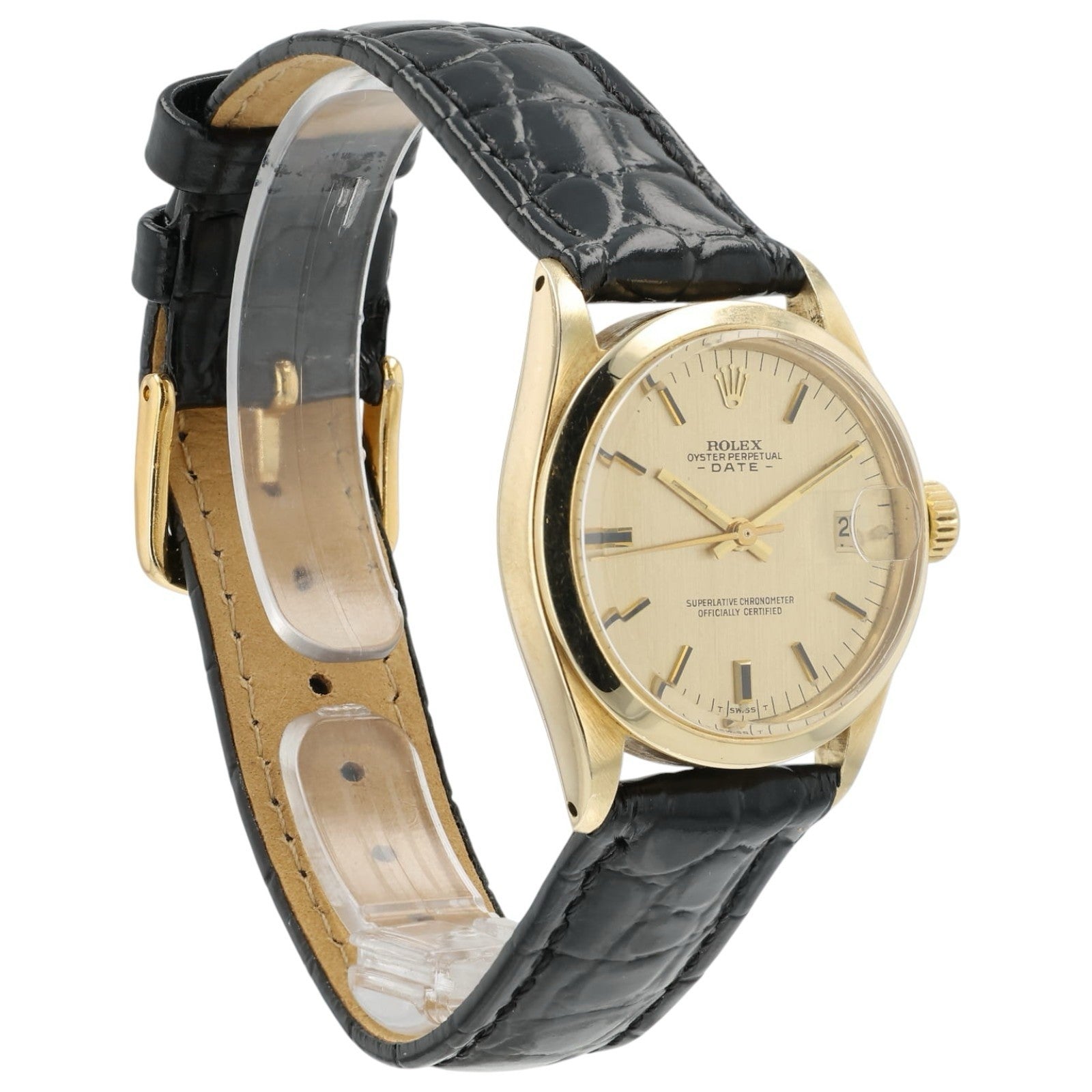 Rolex Date Champagne Dial 14k Yellow Gold 31mm Automatic Women's Watch 6824