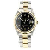 Rolex Oyster Perpetual Gold And Steel Black Dial 34mm Automatic Mens Watch 15003