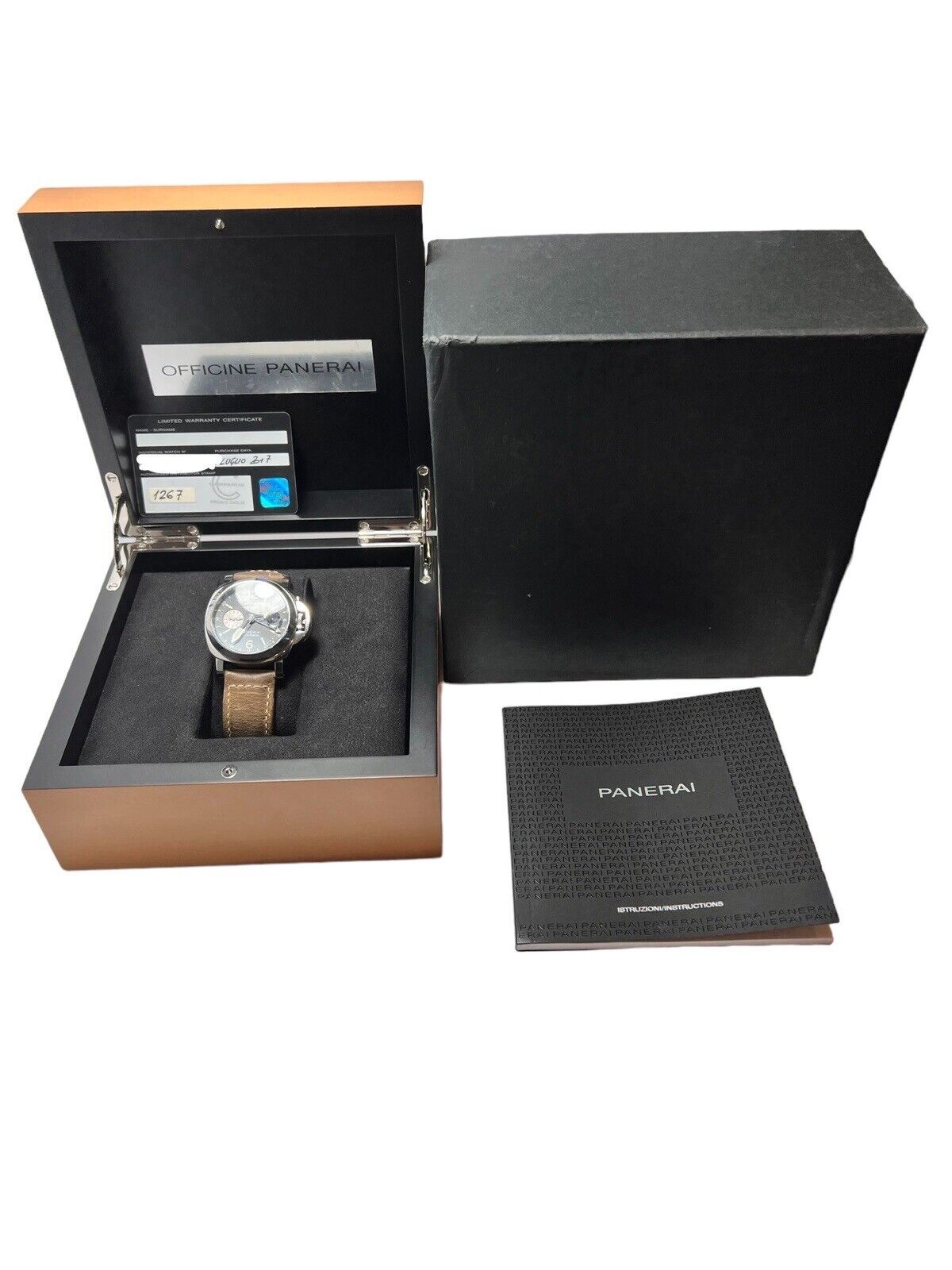 Panerai Luminor GMT PAM01088 Date Automatic Men's Watch Black Dial Box & Papers