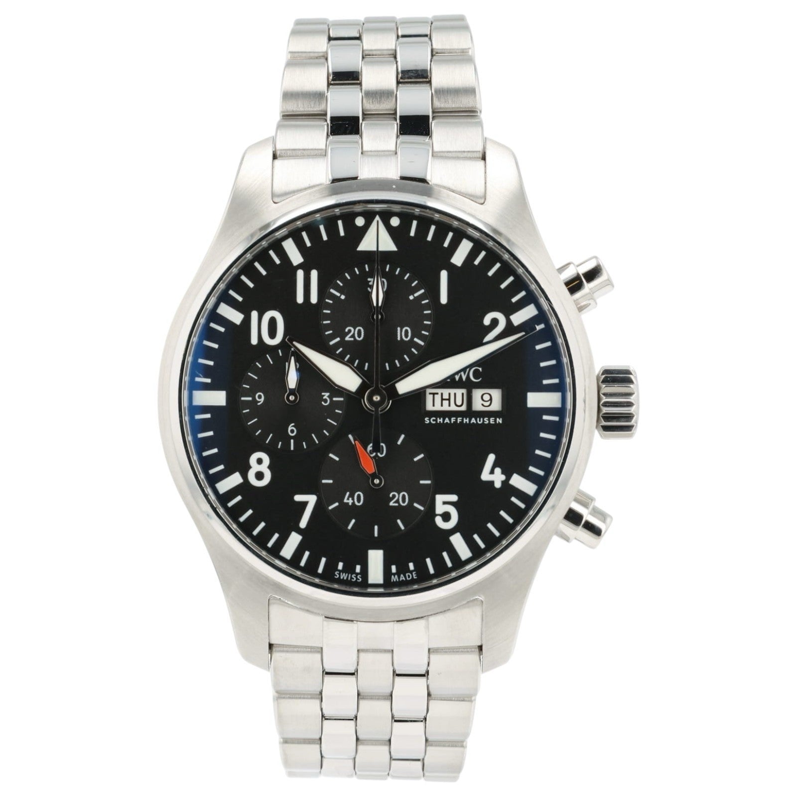 IWC Pilots Chrono Black Dial Stainless Steel 43mm Automatic Mens Watch IW378002