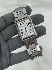 Cartier Tank Solo Date XL Roman Stainless Steel 31mm Automatic Mens Watch 3515