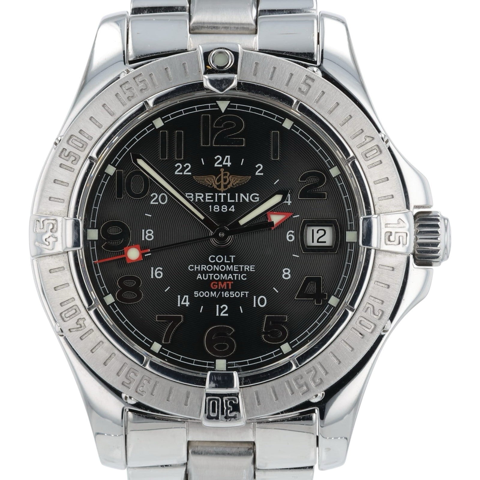 Breitling Colt GMT Stainless Steel Black Dial 40mm Automatic Mens Watch A32350