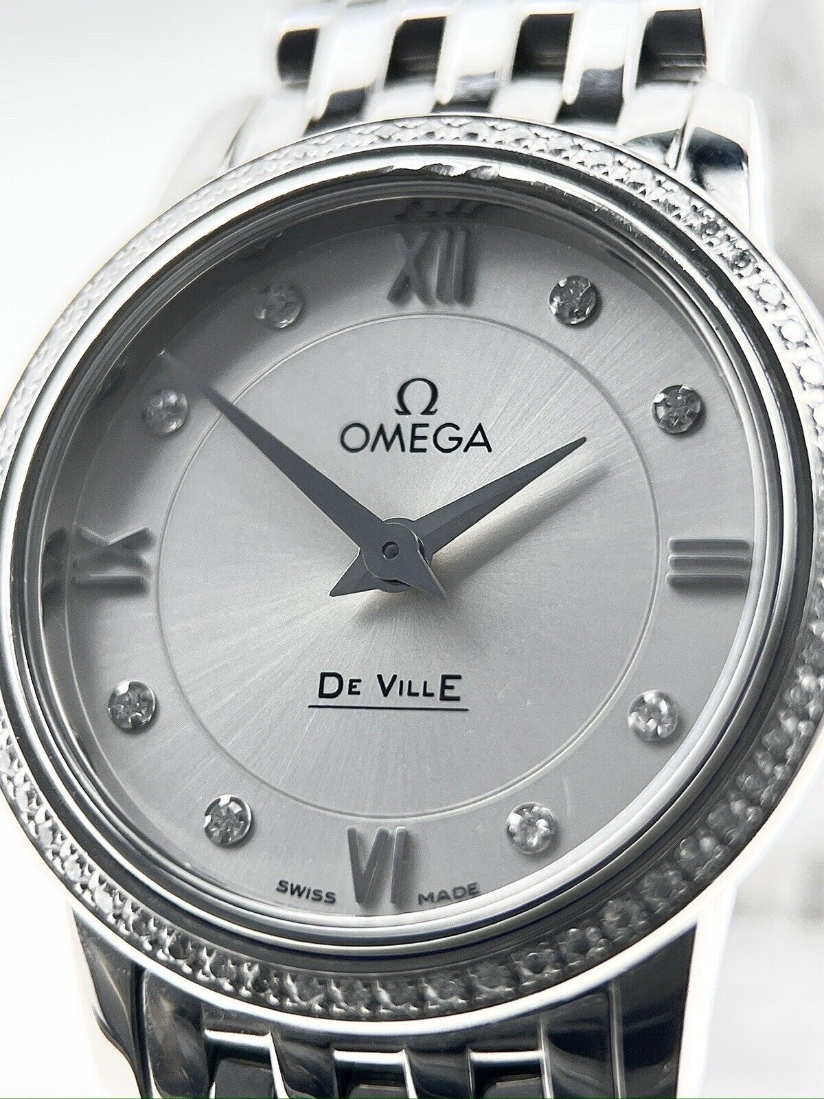 Omega De Ville Quartz Movement Watch 424.15.27.60.52.001 Factory Diamonds B&P