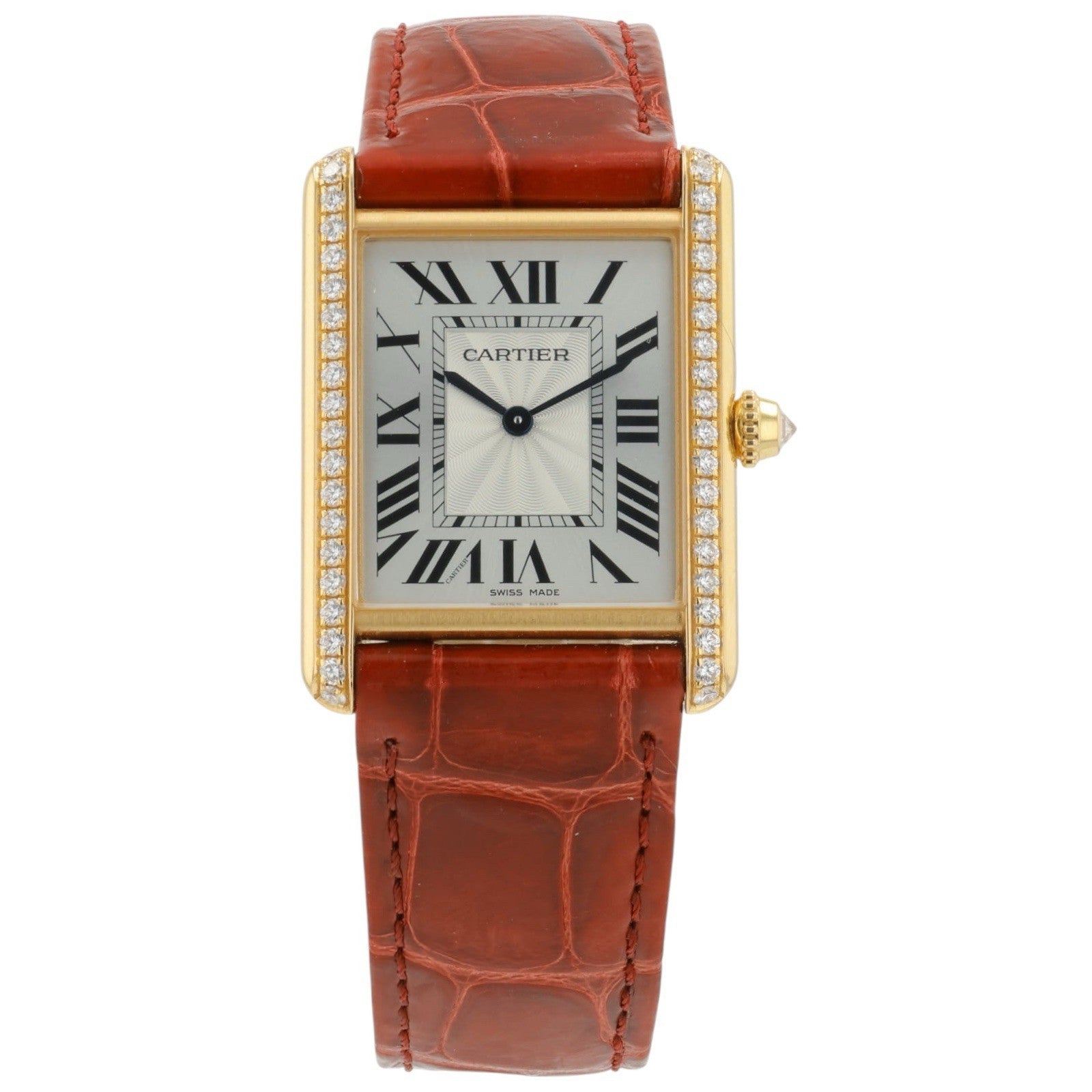 Cartier Tank Louis 18k Rose Gold Silver Dial 33x25mm Manual Wind Watch WJTA0038