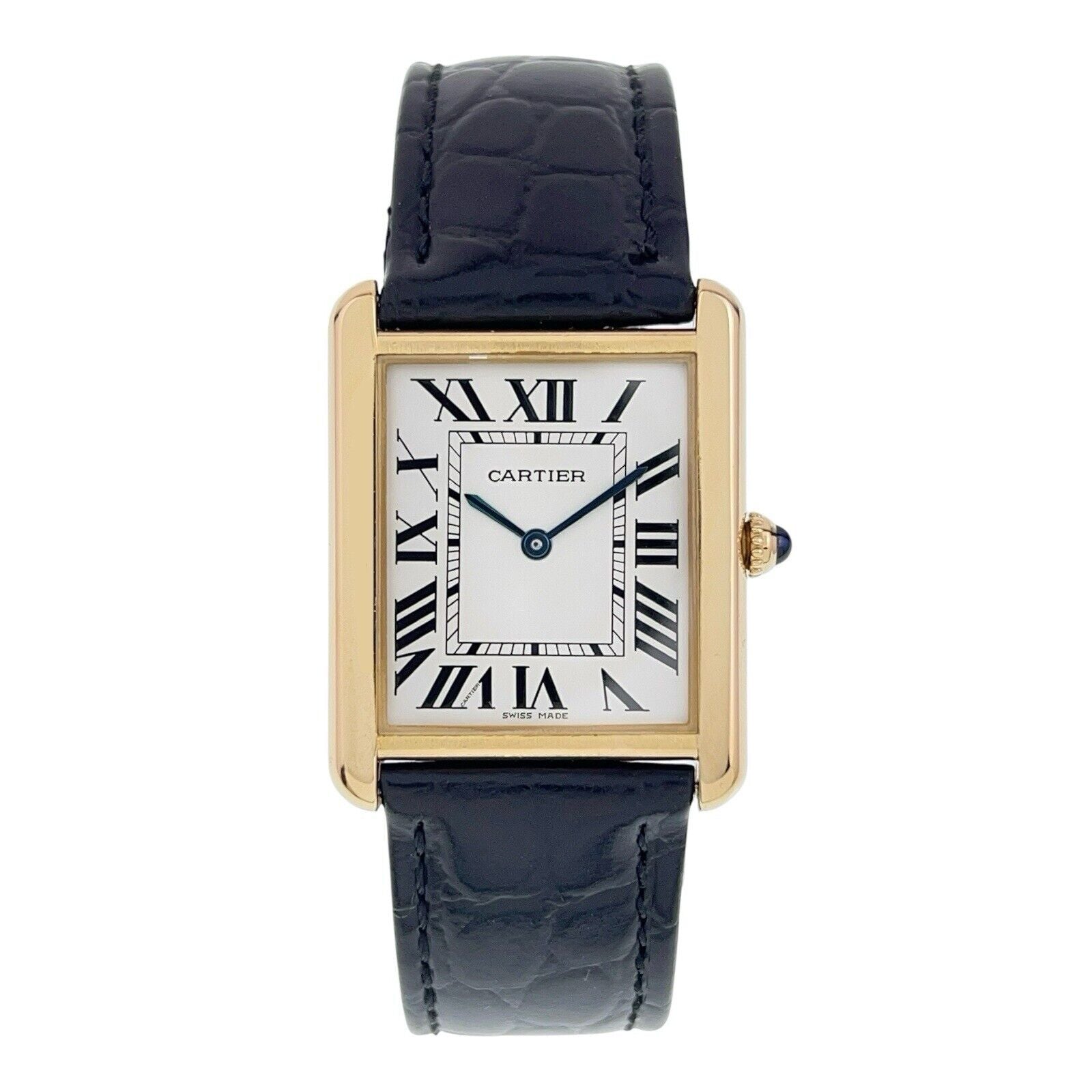 Cartier Tank Solo 18k Yellow Gold Silver Dial Quartz Movement Men’s Watch 2742