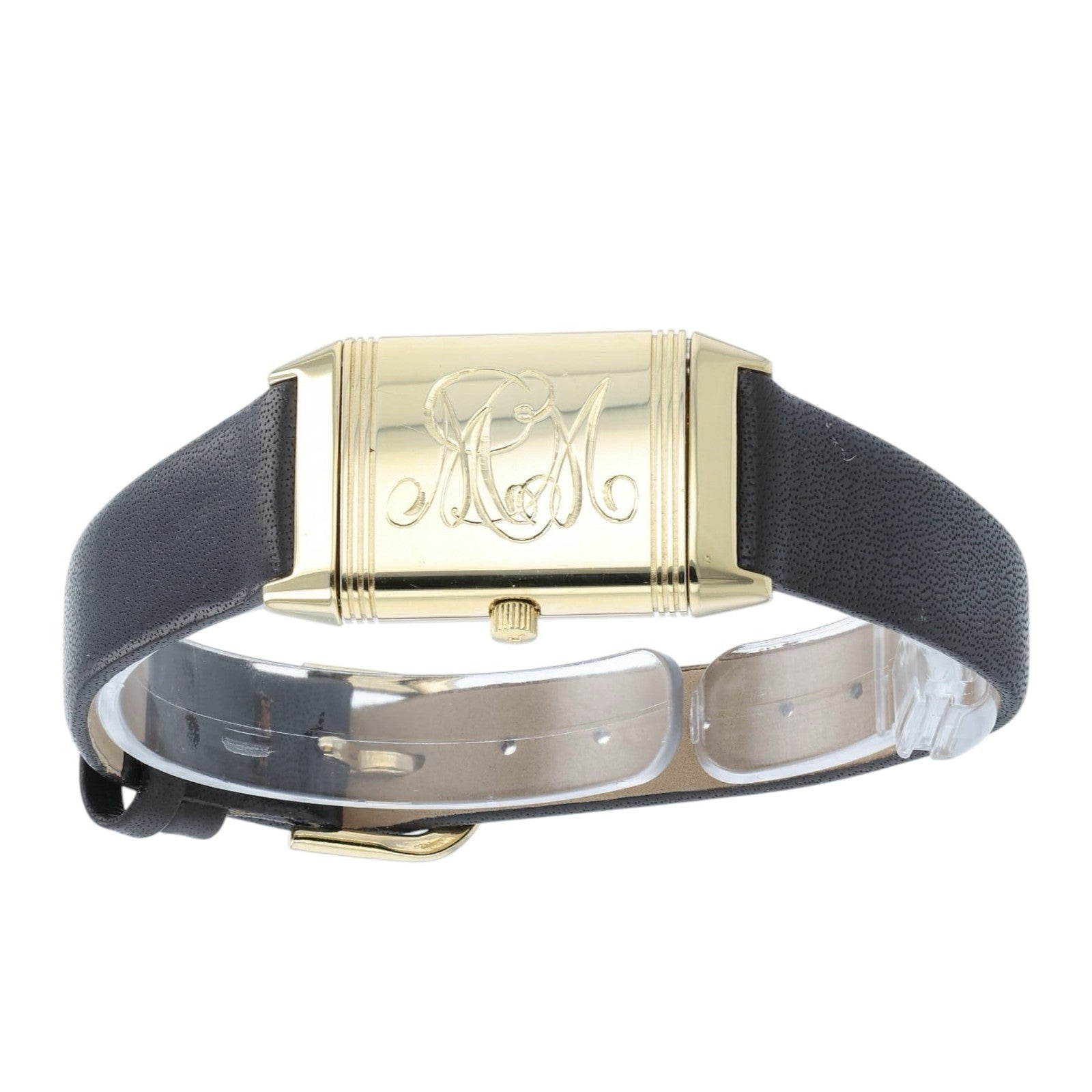 LeCoulte Reverso Black Dial 18k Yellow Gold 23mm Quartz Women’s Watch 260.1.08