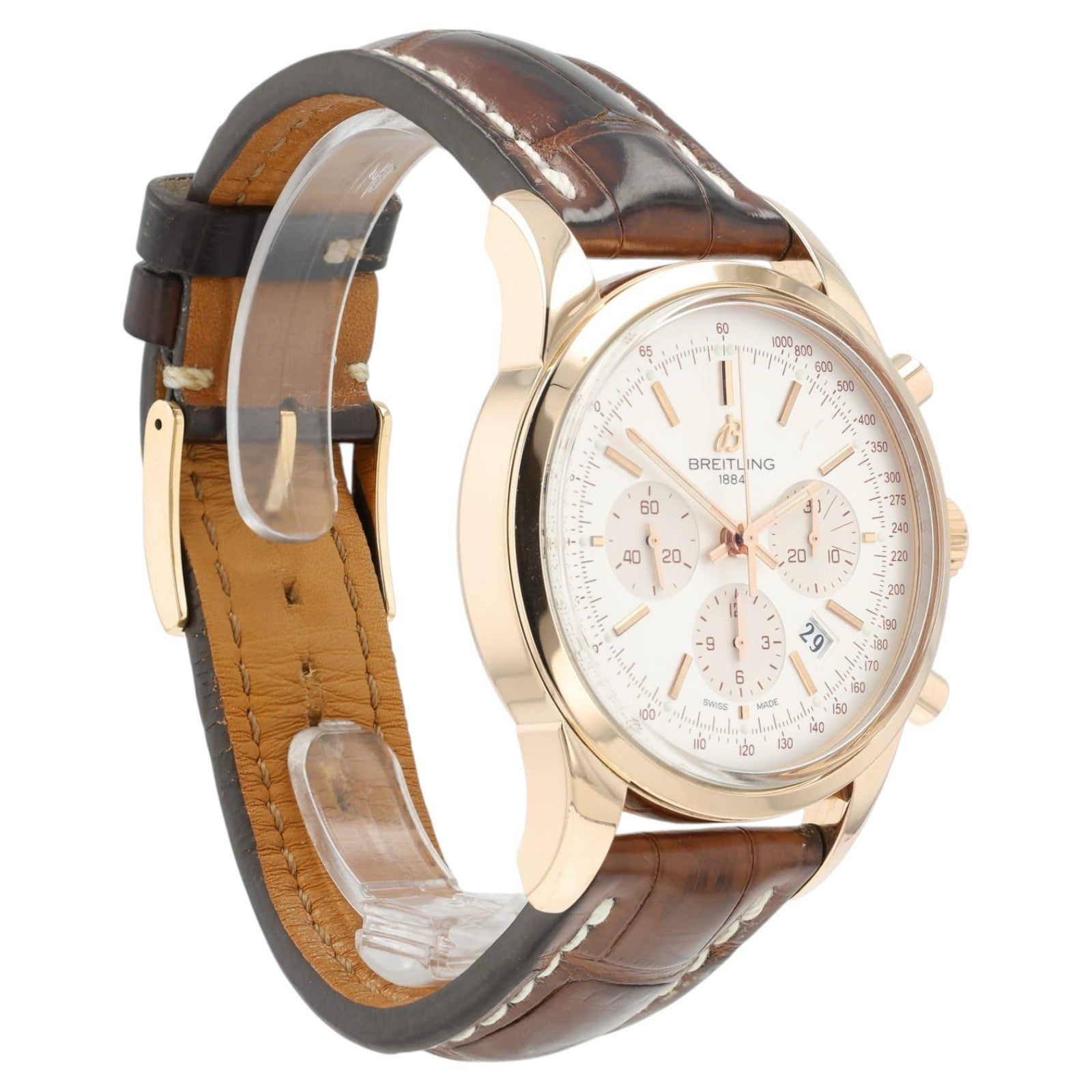 Breitling Transocean Silver Dial 18k Rose Gold 43mm Automatic Men’s RB0152