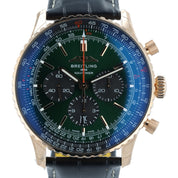 Breitling Navitimer Green Dial 18k Red Gold 46mm Automatic Mens Watch RB0137