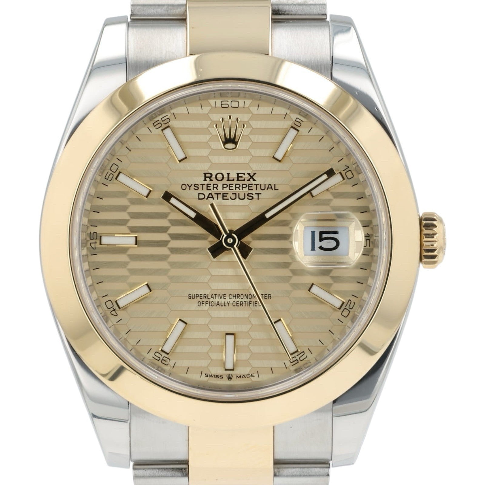 Rolex Datejust Champagne Motif Dial 18k Yellow Gold & Steel 41mm Mens 126303