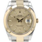 Rolex Datejust Champagne Motif Dial 18k Yellow Gold & Steel 41mm Mens 126303