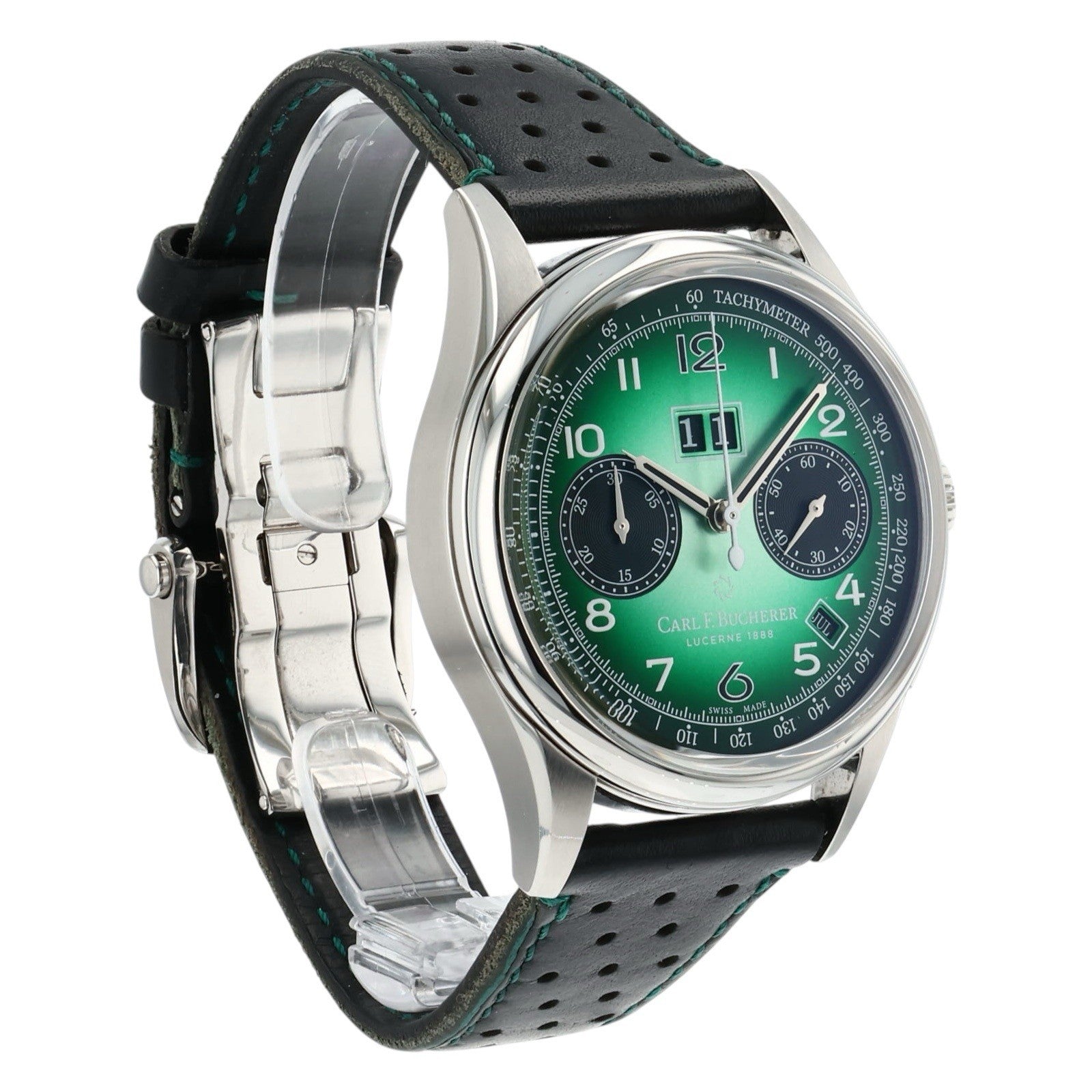 Bucherer Heritage “New York” Green Dial 41mm Stainless Watch 00.10803.08.92.81