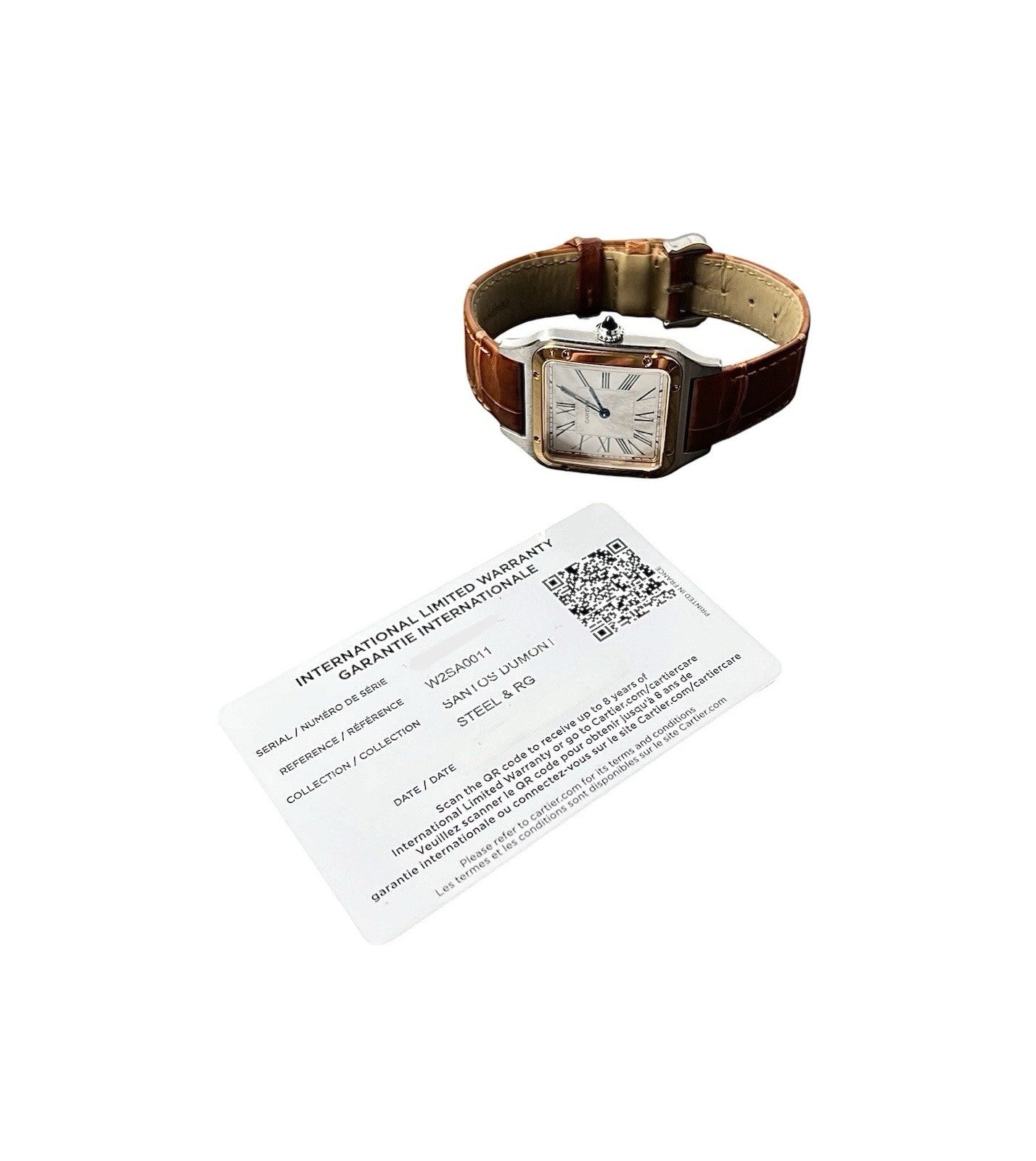 Cartier Santos Dumont Large Silver Dial Steel & 18k Rose Gold 31mm WA2A0011