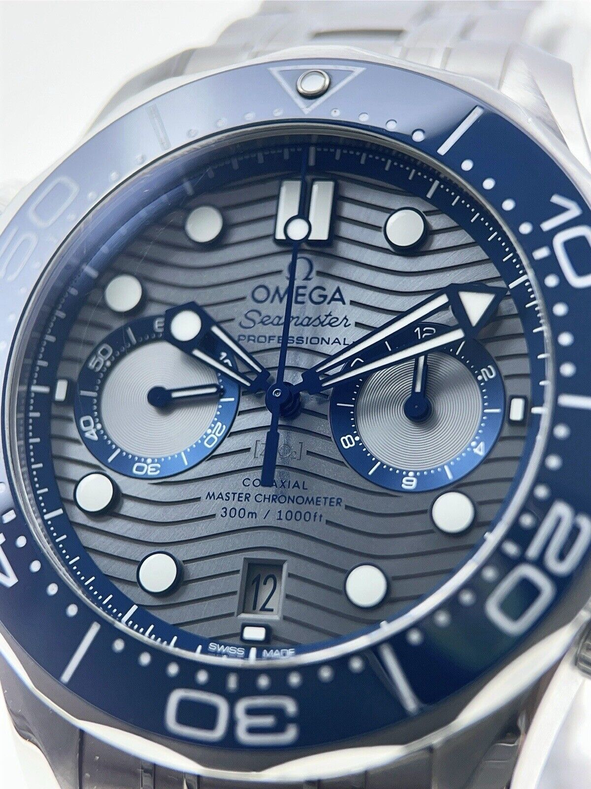 Omega Seamaster Diver Chronograph 300m Steel Blue Mens Watch 210.30.44.51.06.001