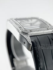 Cartier Santos 100 LM W20073X8 Silver Dial Automatic Men's Watch AM Diamonds