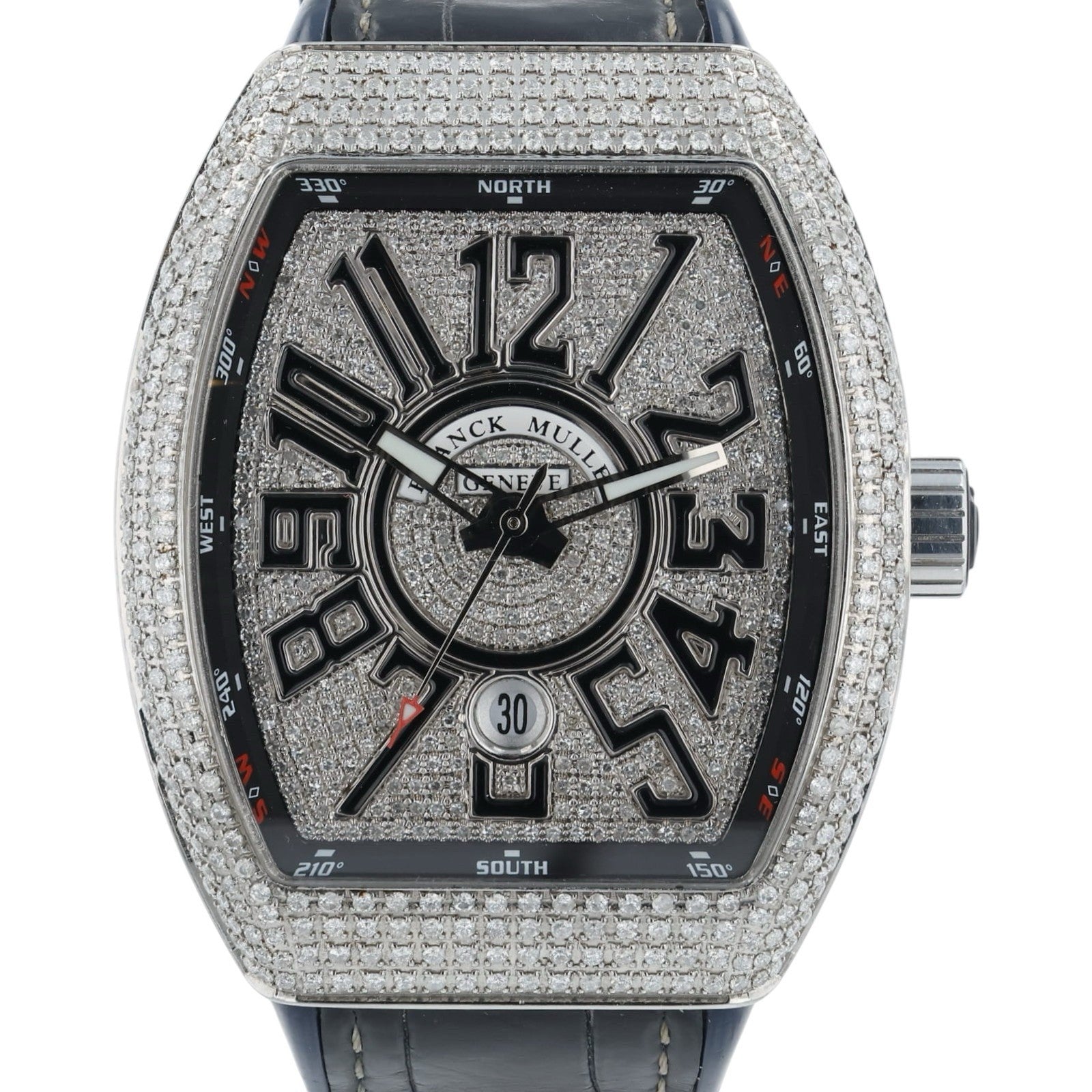 Franck Muller Vanguard Diamond Steel Black Dial 45mm Auto Watch V45 SC DT