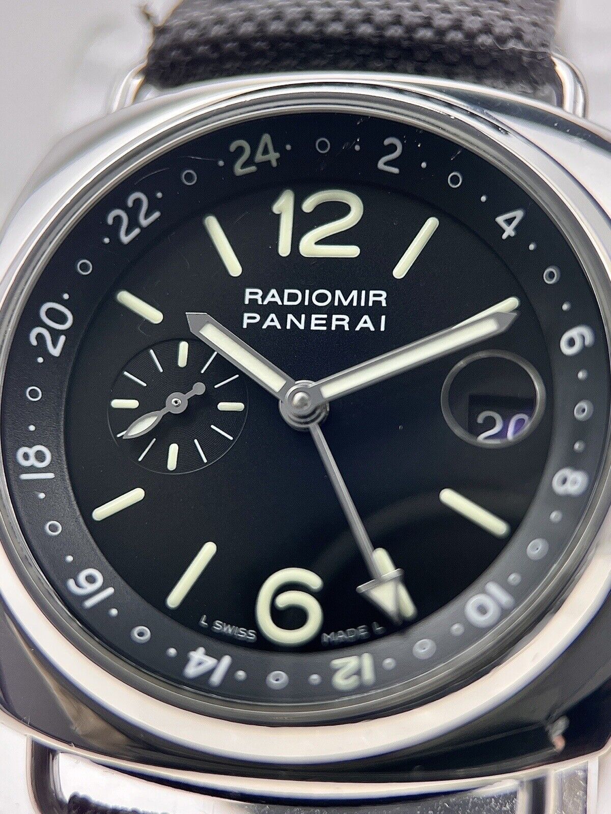 Panerai PAM00184 Radiomir GMT Alarm Automatic Watch Black Dial W/ Box