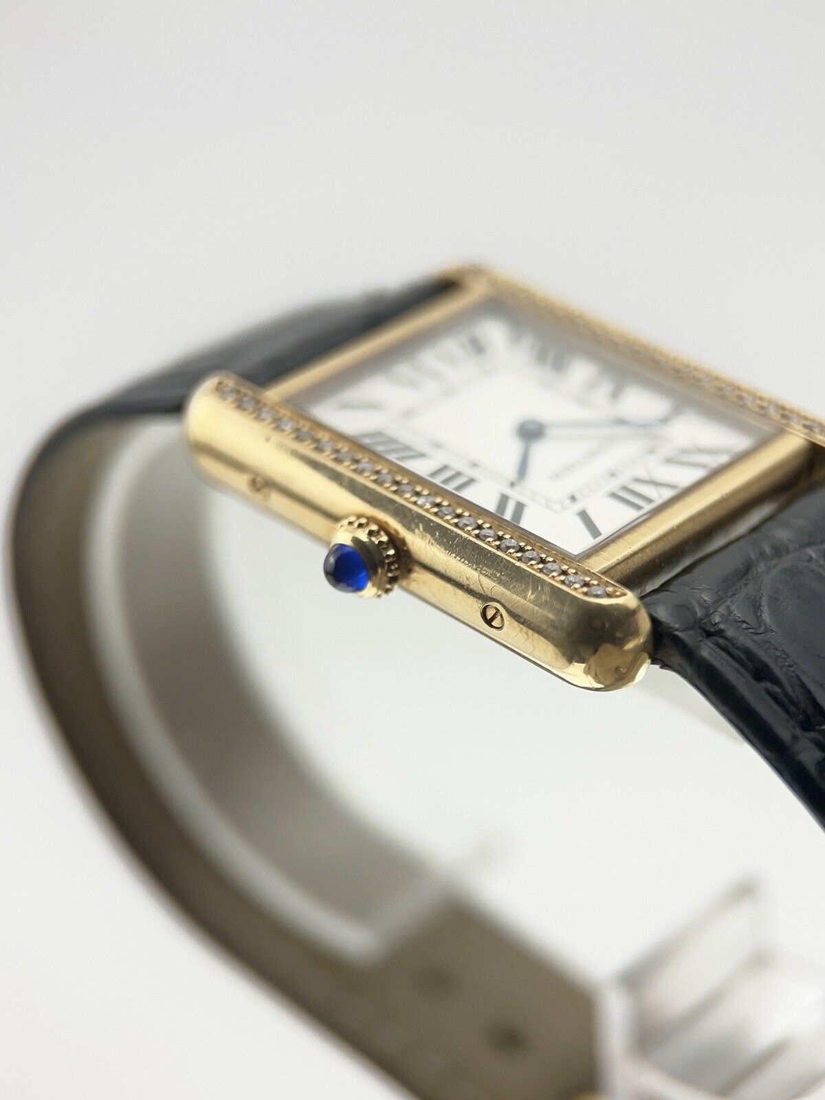 Cartier Tank Solo 24mm 18k Yellow Gold Diamond Bezel 2743