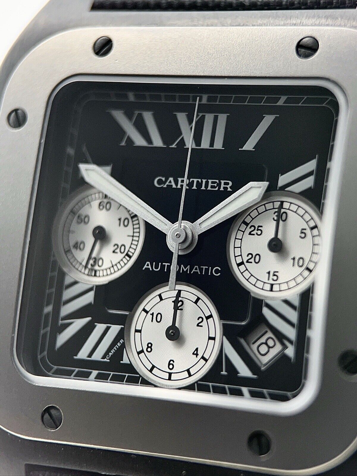 Cartier Santos 100 Chronograph Steel Black 42mm Automatic Men’s Watch W2020005