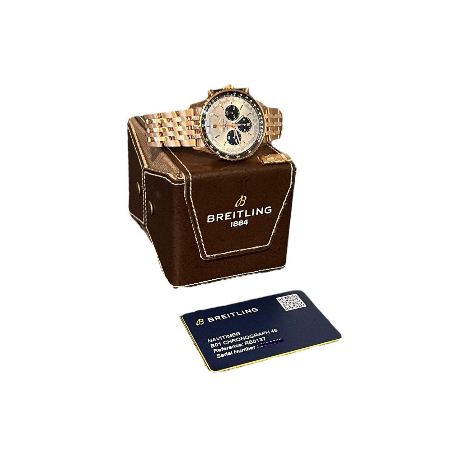Breitling Navitimer 18k Rose Gold 46mm Silver Dial Automatic Men’s Watch RB0137