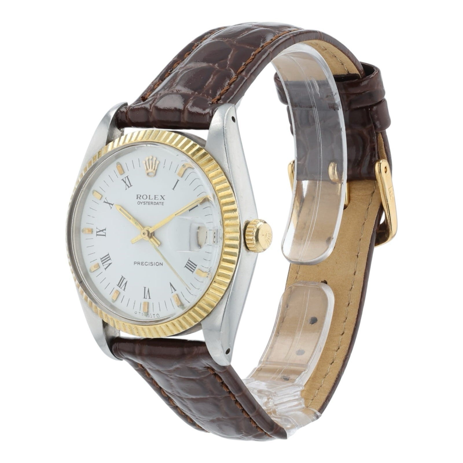 Rolex Date White Dial Stainless Steel 34mm Manual Wind Movement Mens Watch 6694