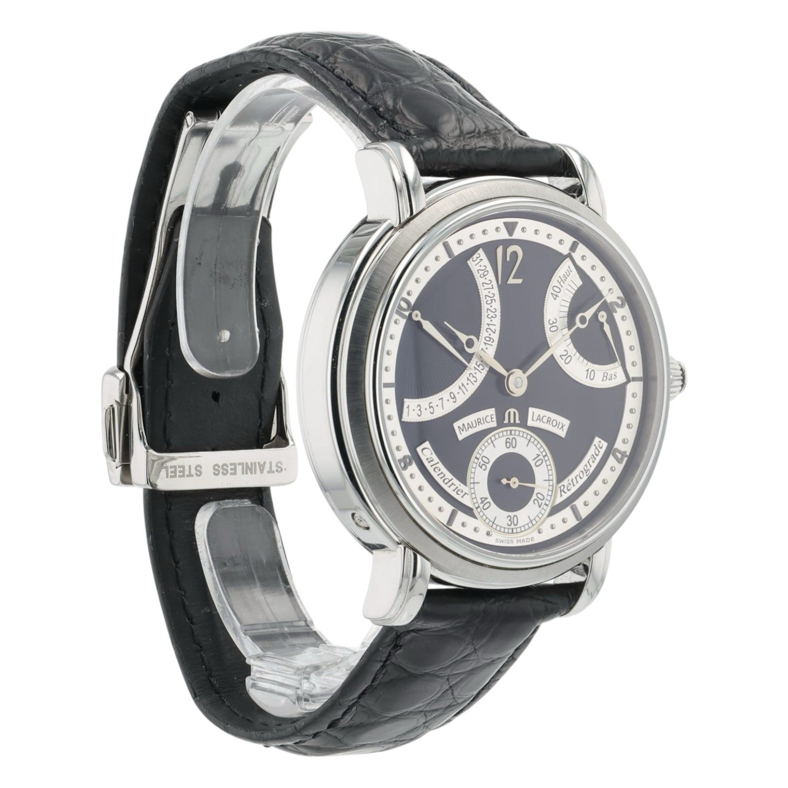 Maurice Lacroix Masterpiece Black Dial Stainless Steel 44mm Manual Wind MP7068