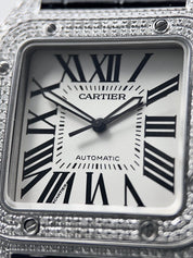 Cartier Santos 100 LM W20073X8 Silver Dial Automatic Men's Watch AM Diamonds