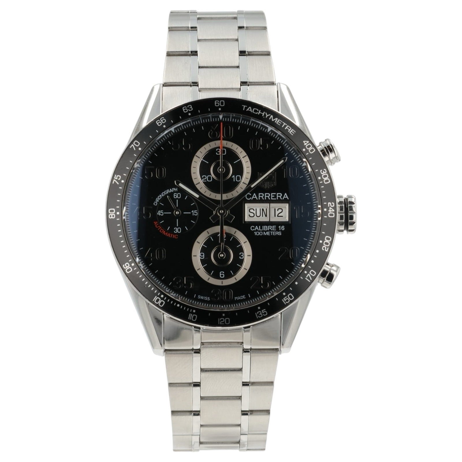 Tag Heuer Carrera Calibre Black Dial Stainless Steel 43mm Automatic Mens CV2A10