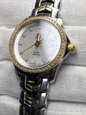 TAG Heuer Ladies Link Quartz Date Watch WJF1354 MOP Dial Diamond Bezel 27mm