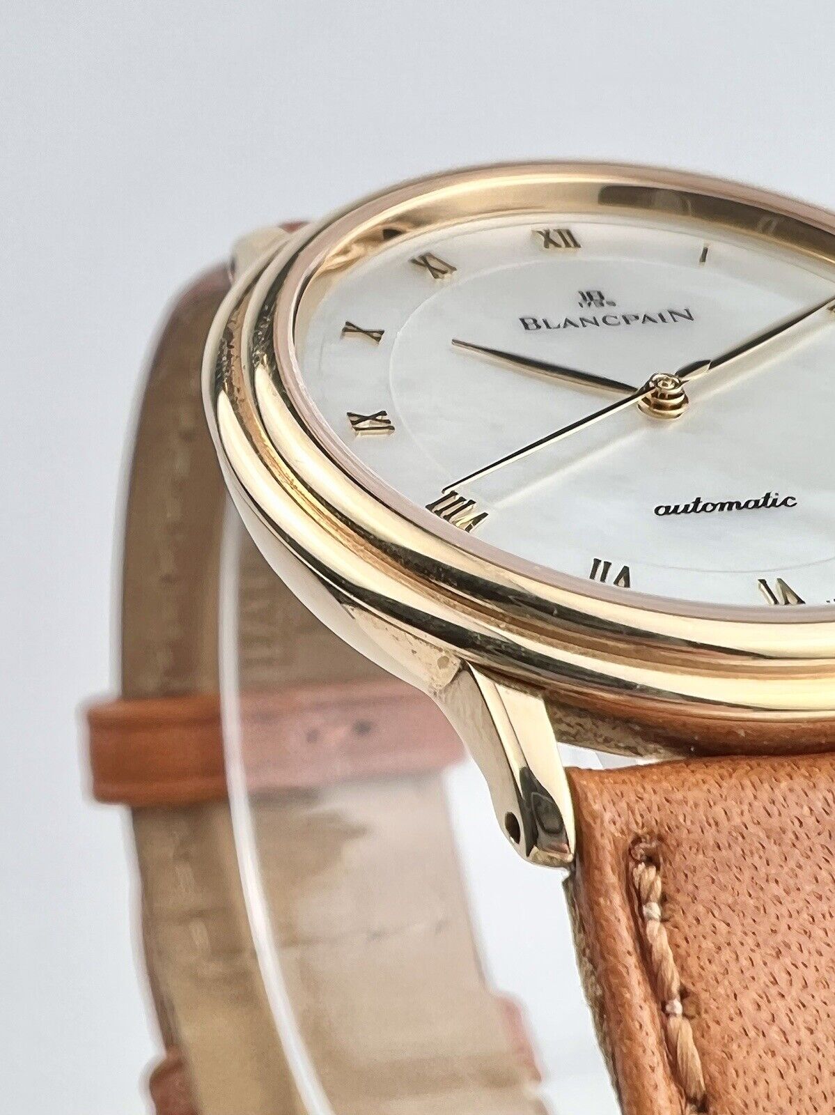 Blancpain Villeret Automatic Wrist Watch for Men in 18K Gold MOP Dial
