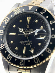 Vintage Rolex GMT Master Two Tone 1675 Nipple Black Dial Automatic 40MM W/ Box