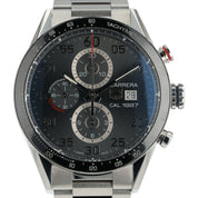 Tag Heuer Carrera Calibre Steel Grey Dial 43mm Automatic Mens Watch CAR2A11