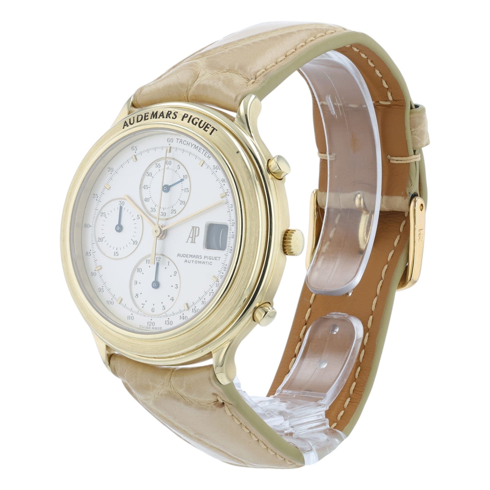 Audemars Piguet Huitieme 18k Yellow Gold White Dial Mens 40mm Watch 25644BA