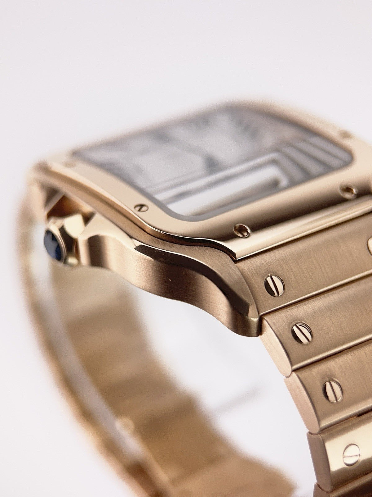 Cartier Santos 18k Rose Gold Silver Color Dial 40mm Automatic Mens WGSA0018