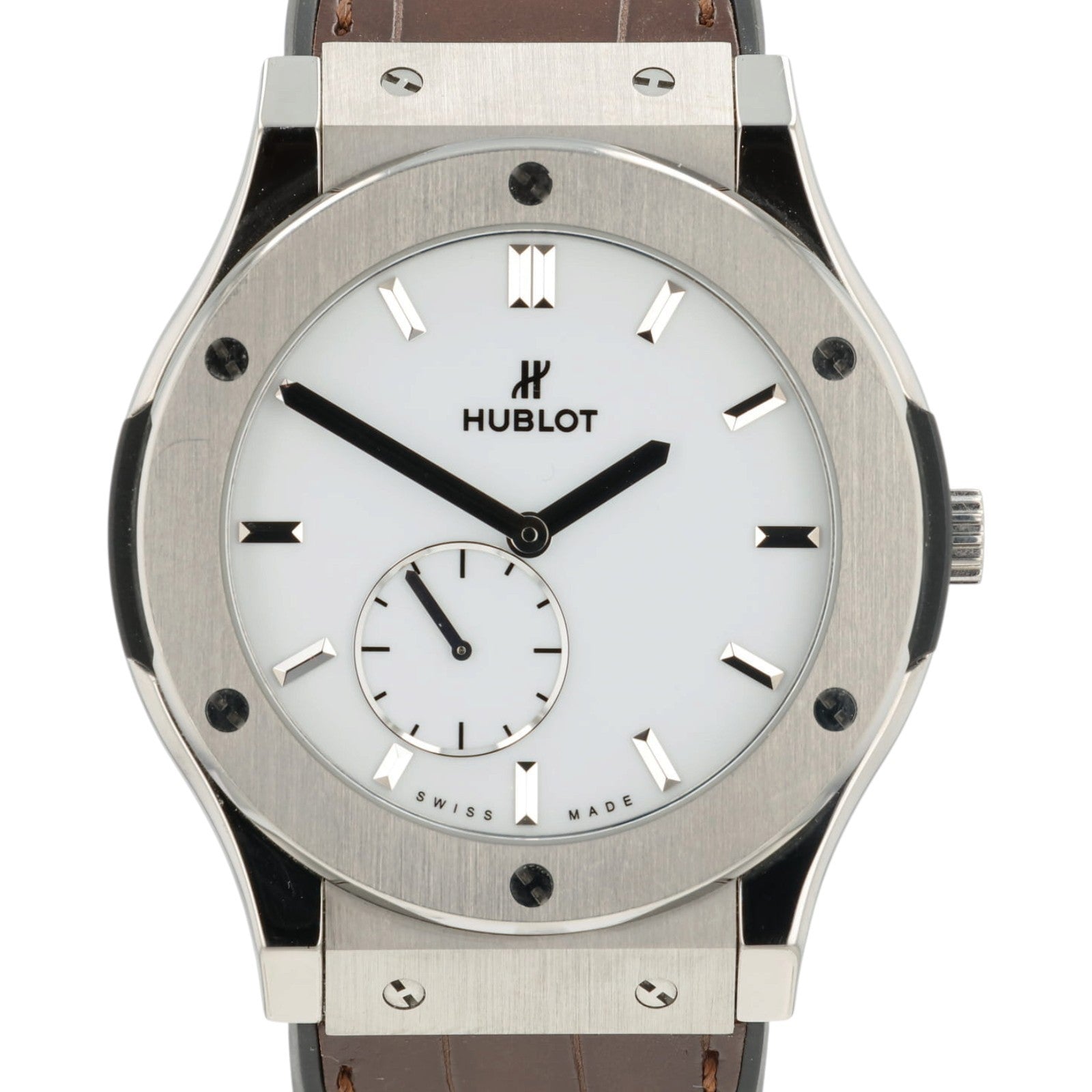 Hublot Classic Fusion White Dial Titanium 45mm Manual Wind Mens 515.NX.2210.LR