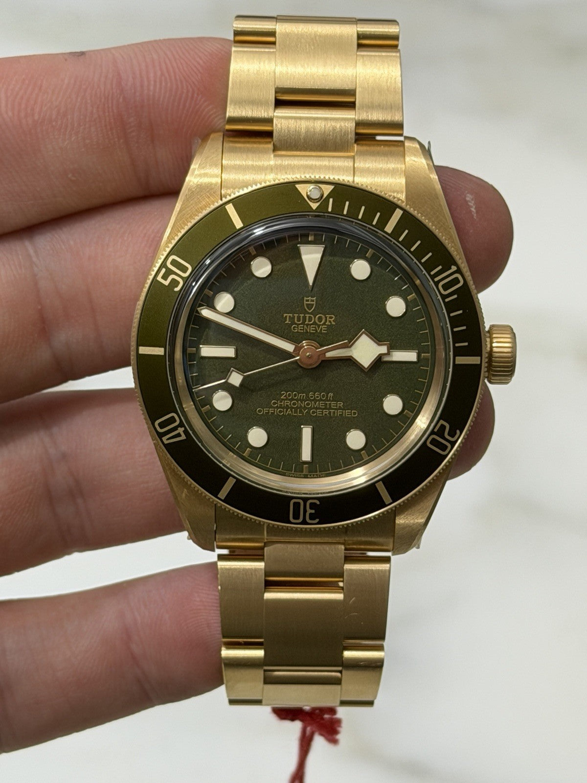 Tudor Black Bay 18k Yellow Gold Green Dial Automatic Men's Watch 79018V