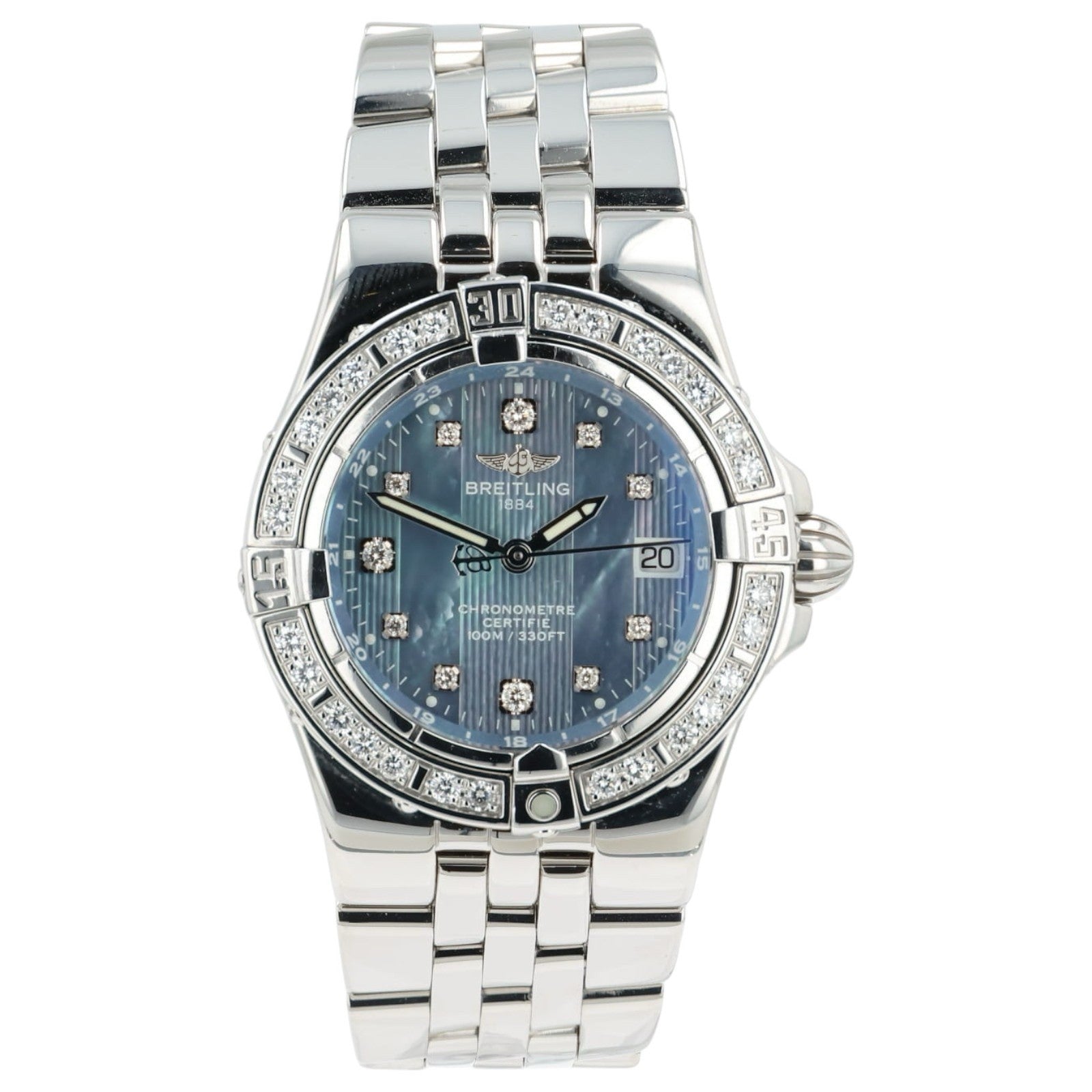 Breitling Starliner Blue MOP Dial Diamond Steel 30mm Quartz Women’s A71340