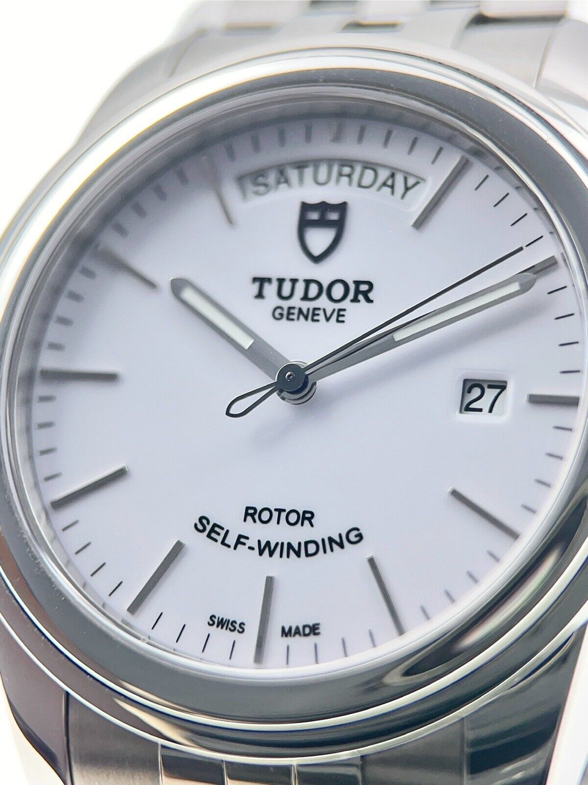 Tudor Glamour Date Day Stainless Steel White 39mm Automatic Men’s Watch 56000