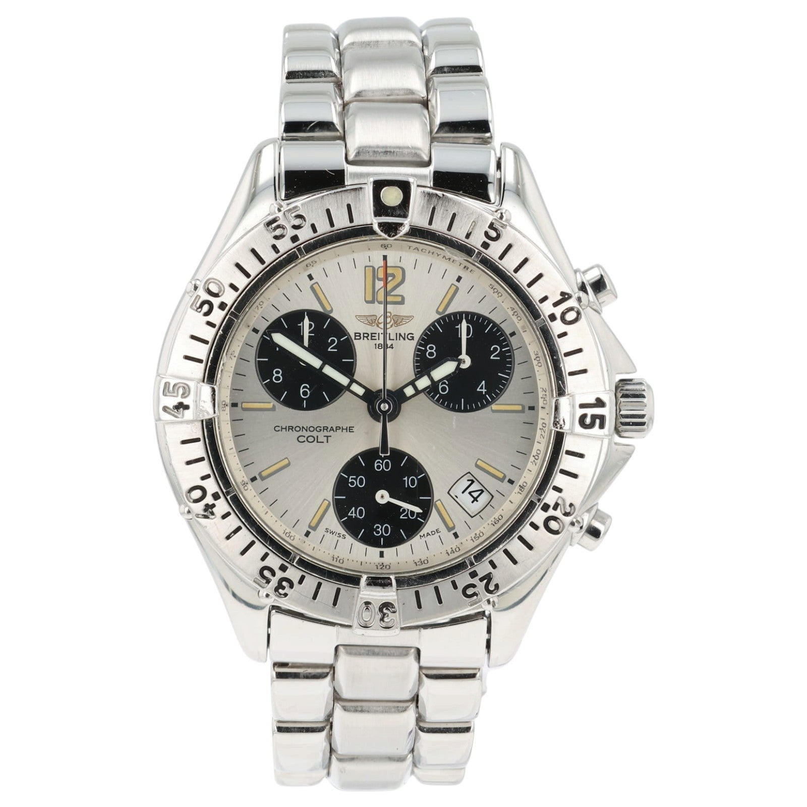 Breitling Colt Chronograph Silver Dial Stainless Steel 38mm Quartz Mens A53035