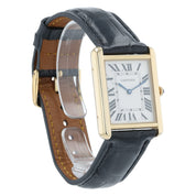 Cartier Tank Solo 18k Yellow Gold Silver Dial 27mm Quartz Men's Watch W5200004